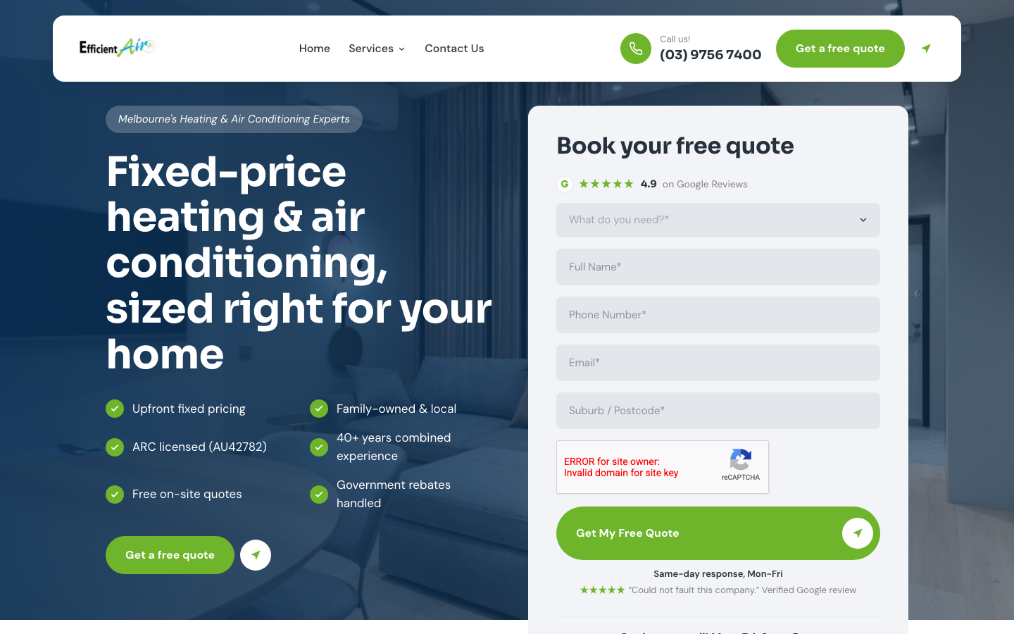 Efficient Air website