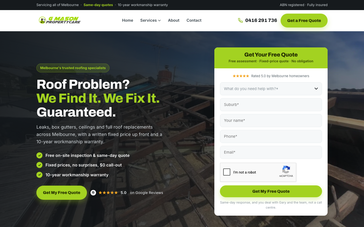 G Mason Property Care website