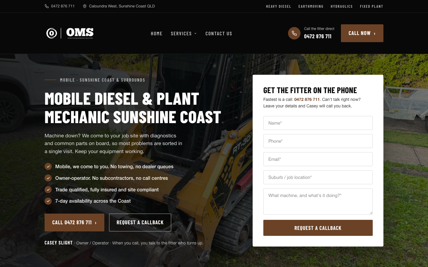 Objective Maintenance Solutions website